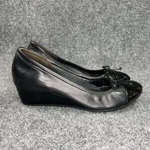 Cole Haan Air Tali Bow Wedge Shoes Women's Size 8 Black Patent Leather Slip On